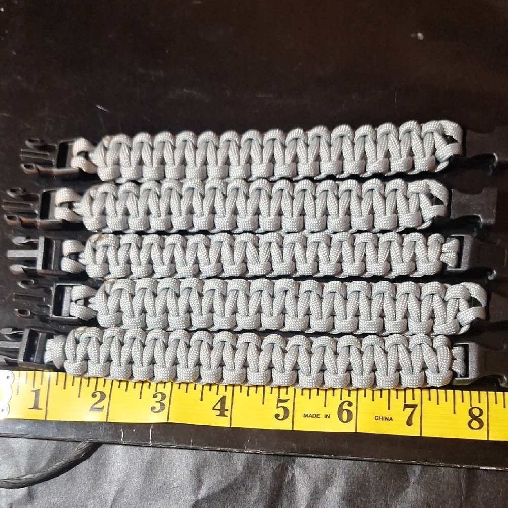 Gray Paracord Bracelets Set 5 Pack